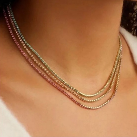 Gorjana Neckace 18k Gold Plated Lexi Aqua Blue Crystal - Picture 2 of 5